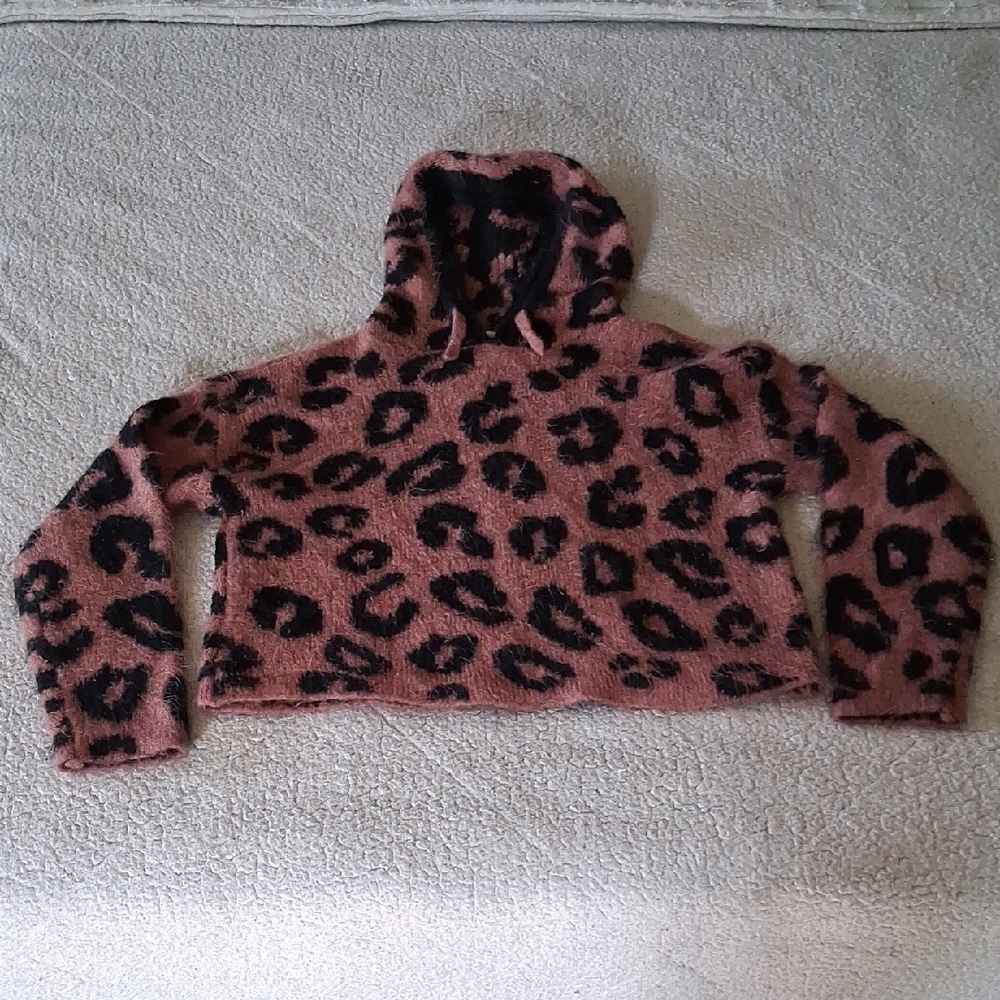 Victoria's Secret Pink Leopard Print Fuzzy Hoodie